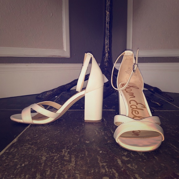 sam edelman white block heels